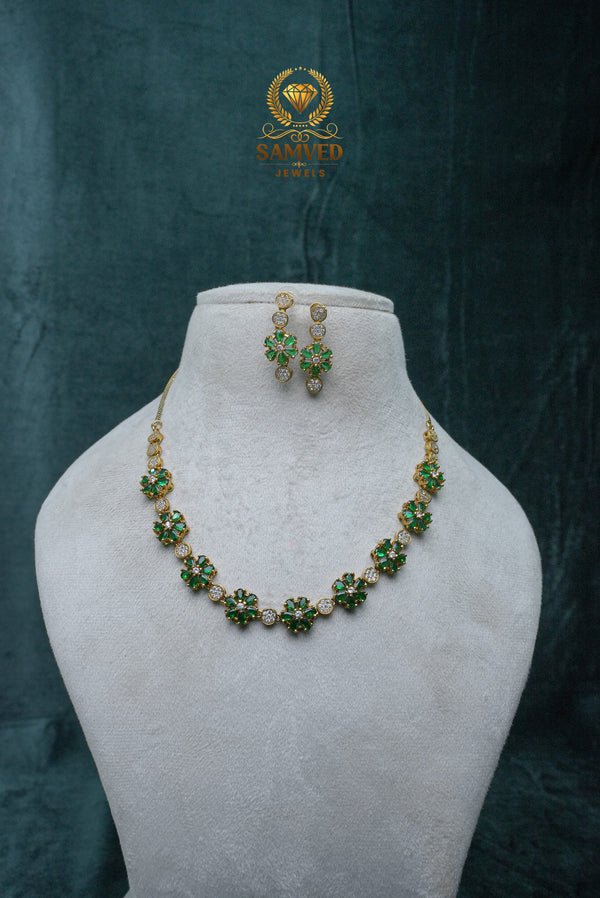 ELEGANT CZ-NECKLACE AND EARRINGS SET