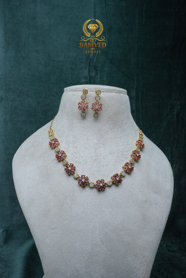 ELEGANT CZ-NECKLACE AND EARRINGS SET