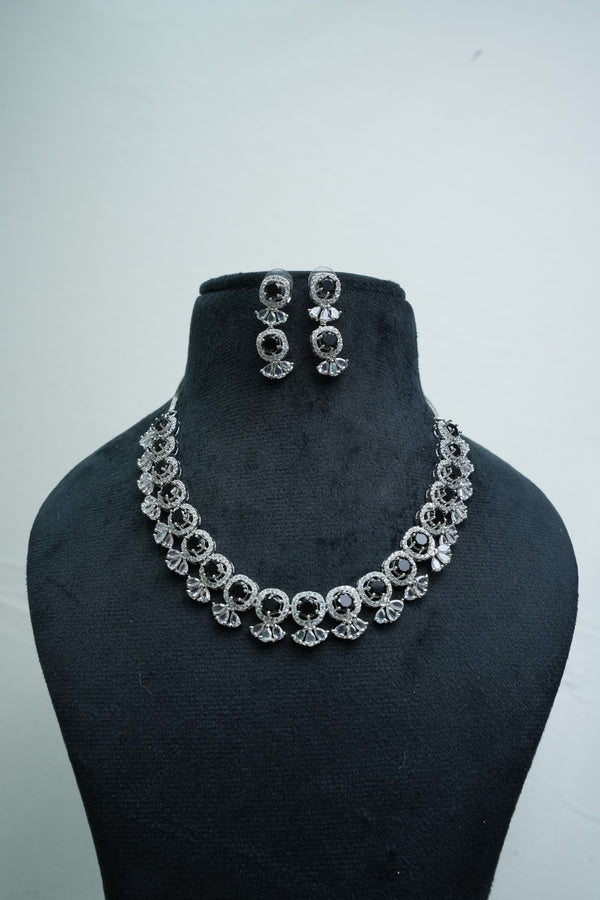 Elegant CZ Stone Necklace and Earrings Set