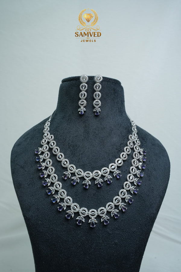 Elegant CZ Stone Necklace and Earrings Set