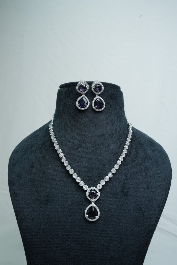 Elegant CZ-Stone Necklace and Earring Set