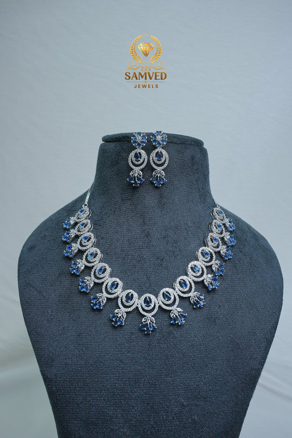 CZ-Stone Necklace and Earrings Set