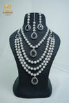 CZ-STONE NECKLACE AND EARRINGS SET