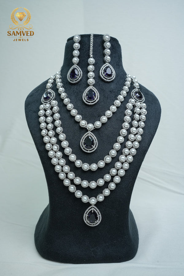 CZ-STONE NECKLACE AND EARRINGS SET
