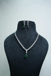 Elegant CZ Necklace and Drop Earrings Set