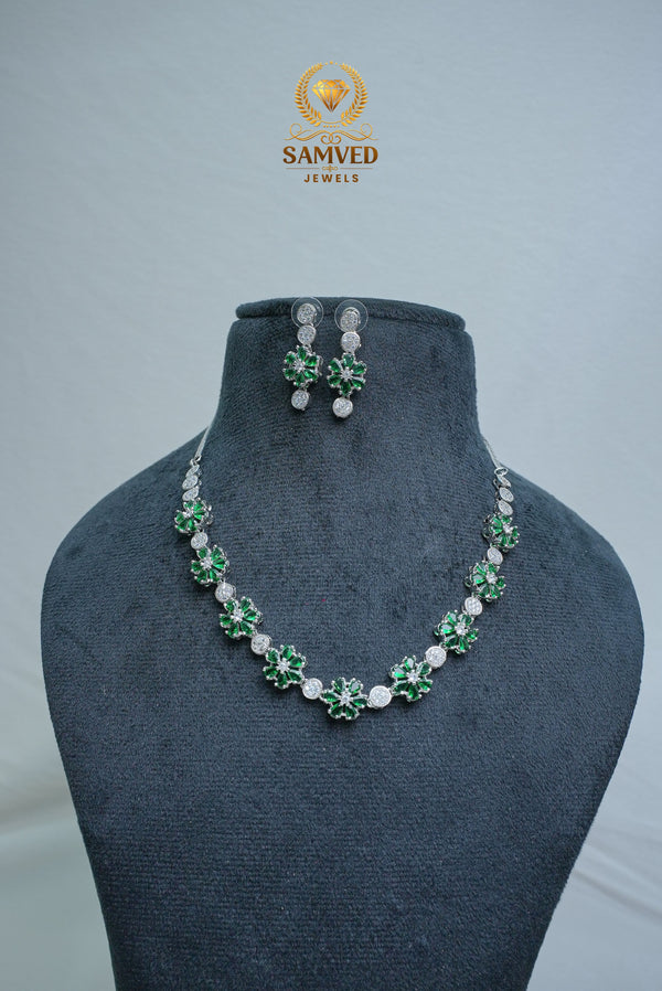 ELEGANT CZ-NECKLACE AND EARRINGS SET