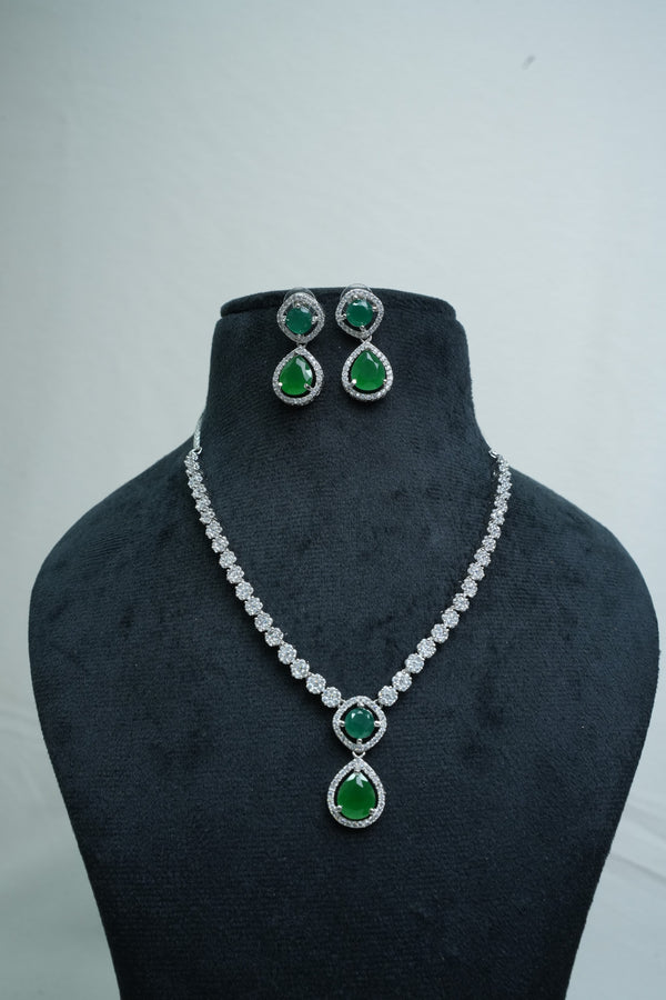 Elegant CZ-Stone Necklace and Earring Set