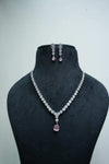 Elegant CZ Necklace and Drop Earrings Set