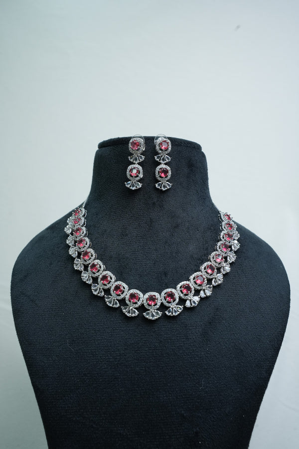 Elegant CZ Stone Necklace and Earrings Set