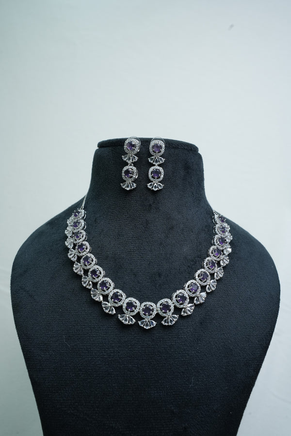 Elegant CZ Stone Necklace and Earrings Set