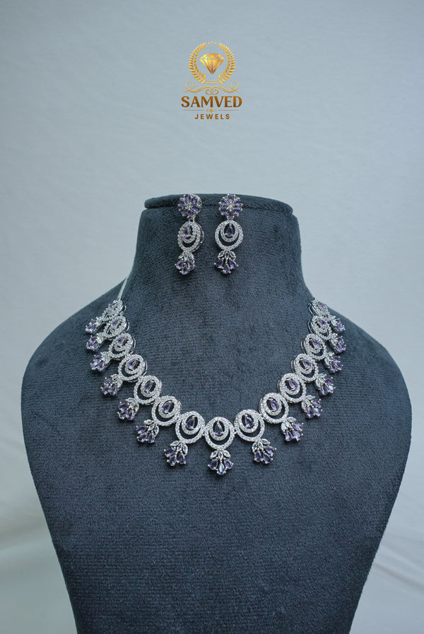 CZ-Stone Necklace and Earrings Set
