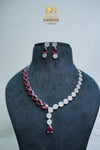 FAMOUS CZ-STONE NECKLACE AND EARRINGS SET