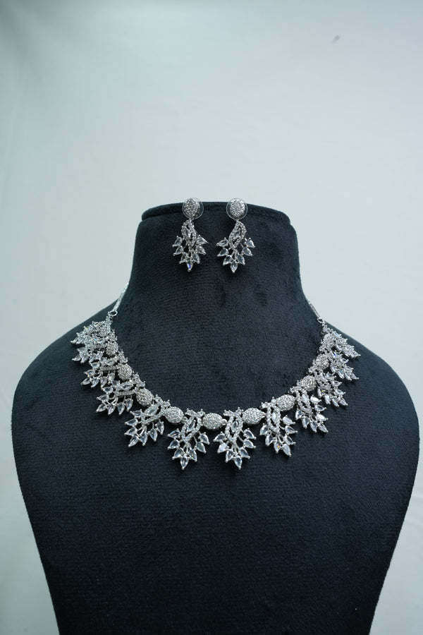 Luxurious CZ-Stone Necklace and Earring Set