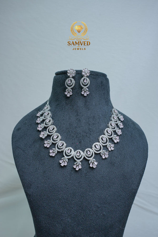 CZ-Stone Necklace and Earrings Set