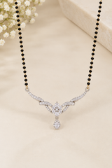 Sparkling Mangalsutra Pendant on Black Beads