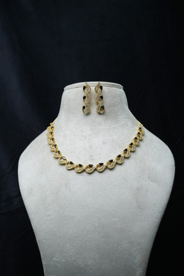 Elegant CZ-Stone Necklace and Earrings Set
