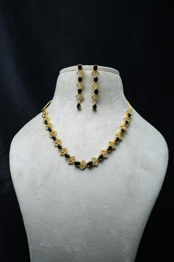 Elegant CZ-Stone Necklace and Earrings Set