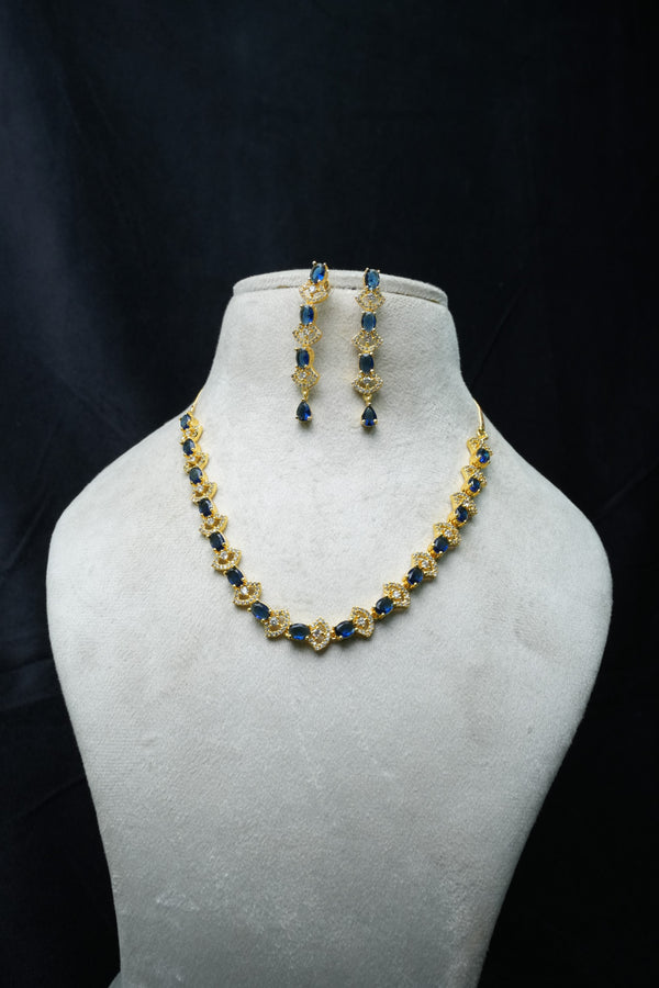 Elegant CZ-Stone Necklace and Earrings Set