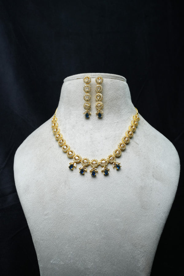 Elegant CZ-Stone Necklace and Earrings Set