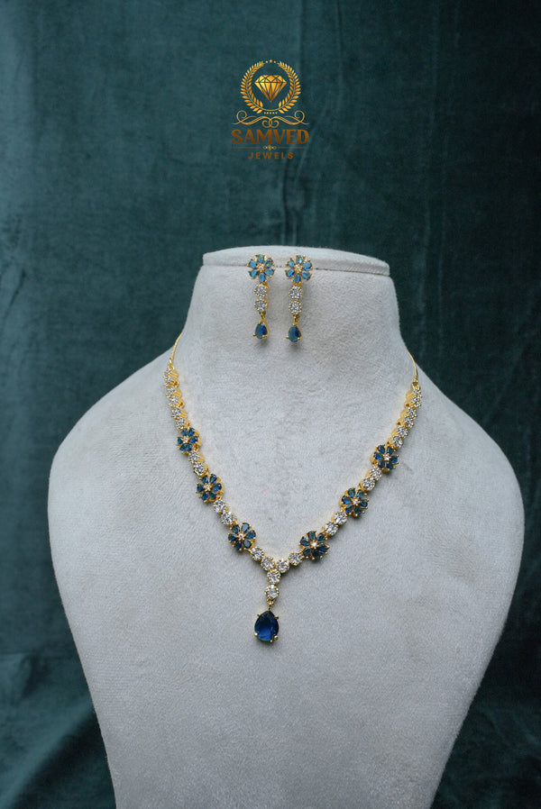 Elegant CZ-Stone Necklace and Earrings Set