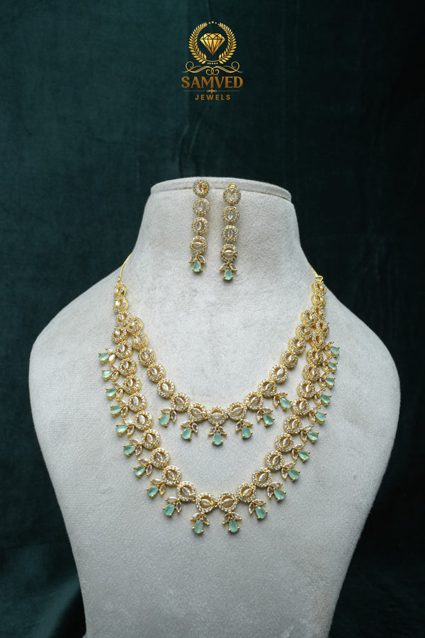 Elegant CZ Stone Necklace and Earrings Set