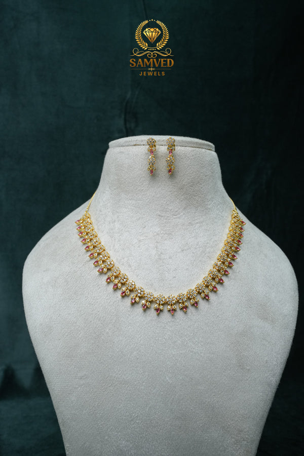 Elegant CZ-Stone Necklace and Earrings Set