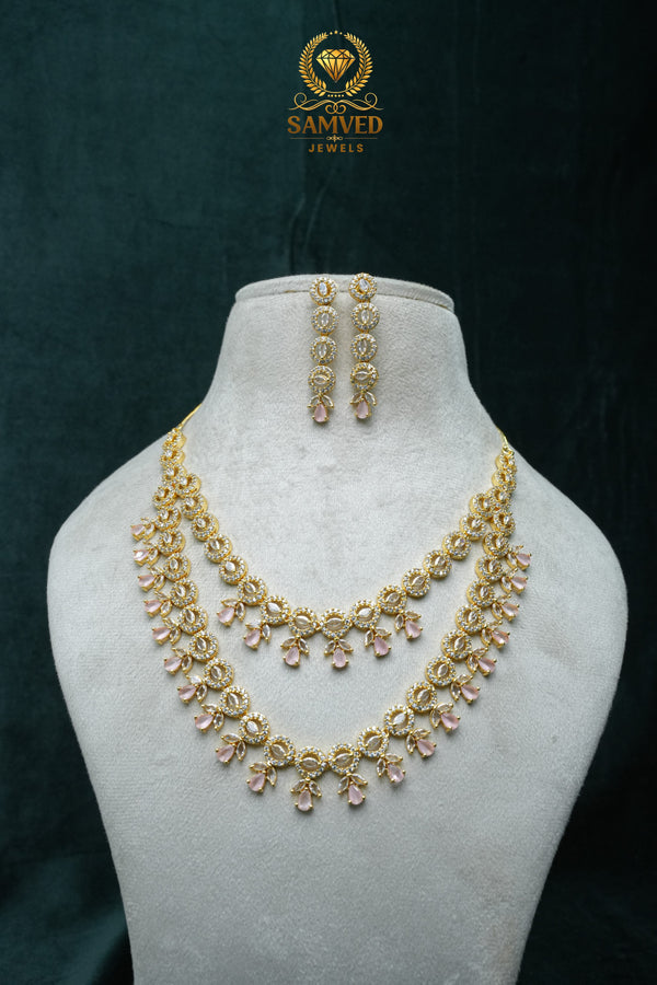 Elegant CZ Stone Necklace and Earrings Set