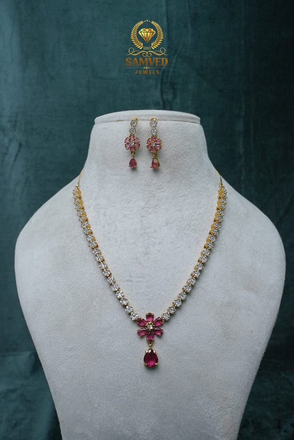 Elegant CZ Stone Necklace and Earrings Set