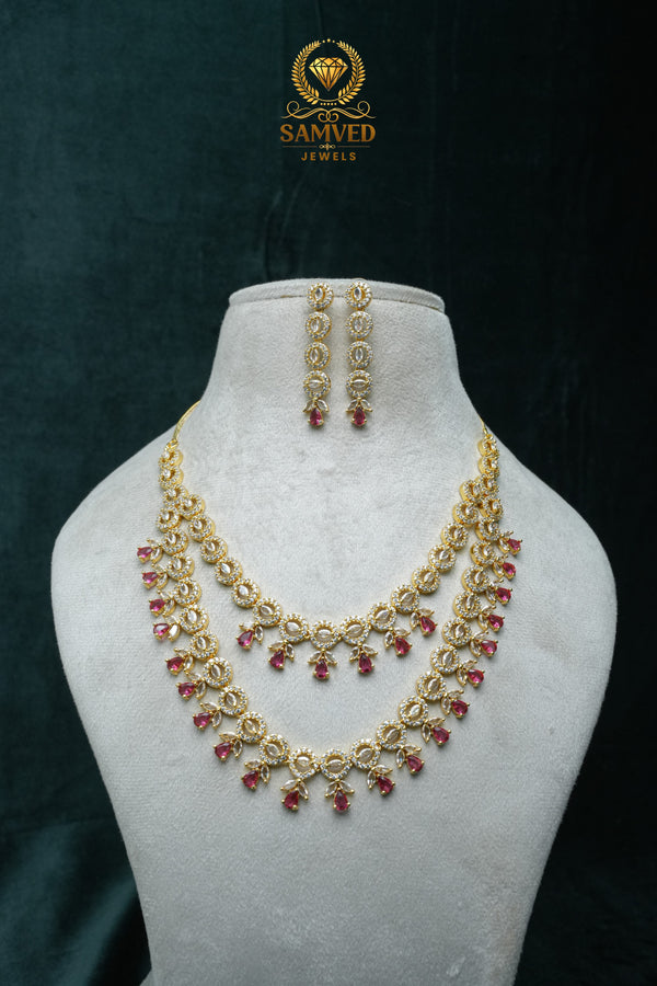 Elegant CZ Stone Necklace and Earrings Set