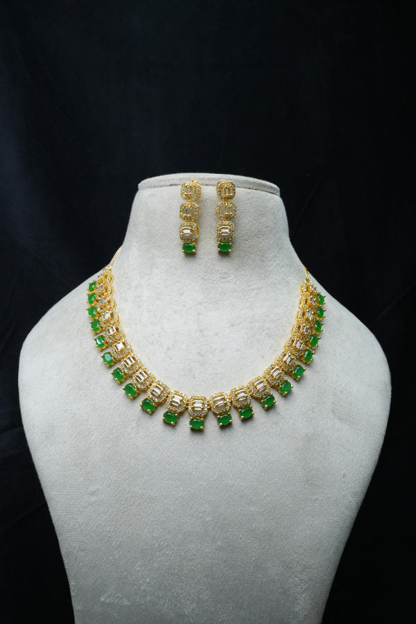 Fast Fashion CZ-Stone Necklace and Earrings Set