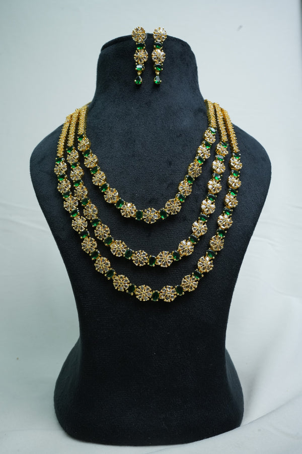 Luxurious CZ-Stone Necklace and Earrings Set