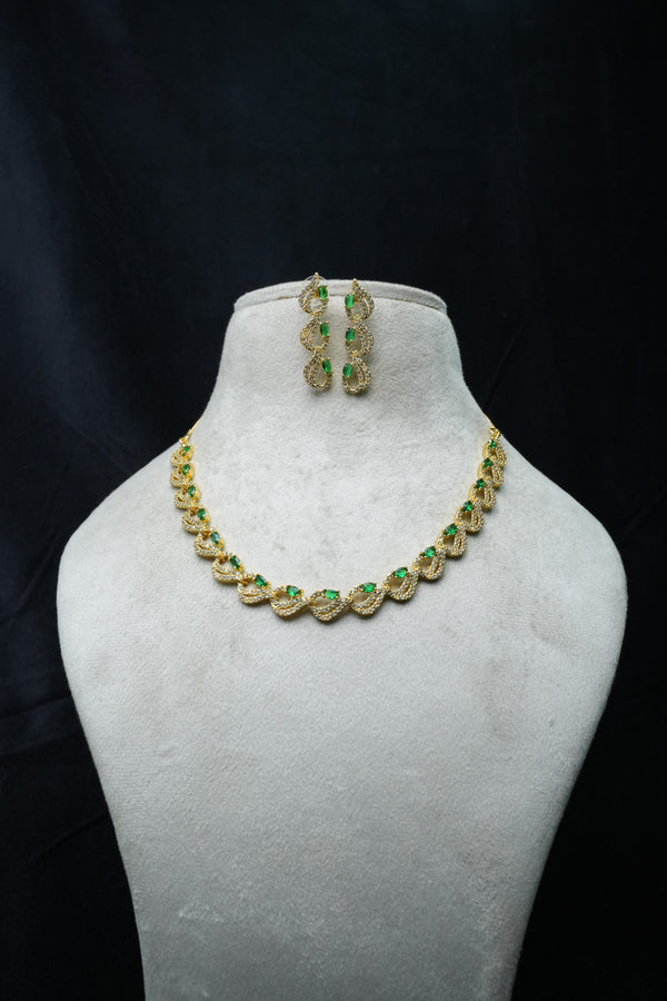 Elegant CZ-Stone Necklace and Earrings Set