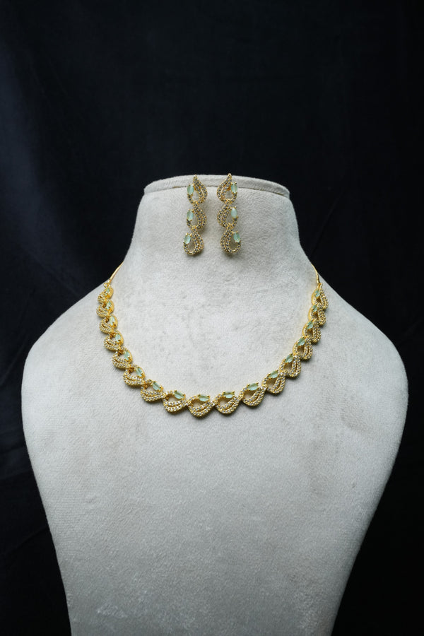 Elegant CZ-Stone Necklace and Earrings Set
