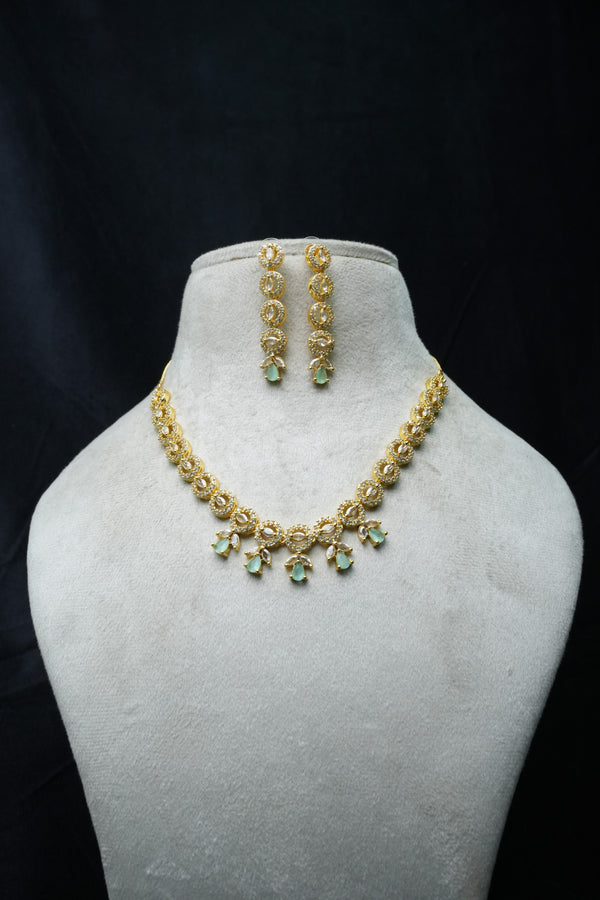 Elegant CZ-Stone Necklace and Earrings Set