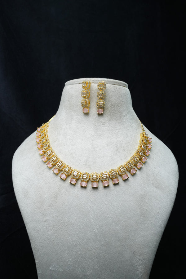 Fast Fashion CZ-Stone Necklace and Earrings Set