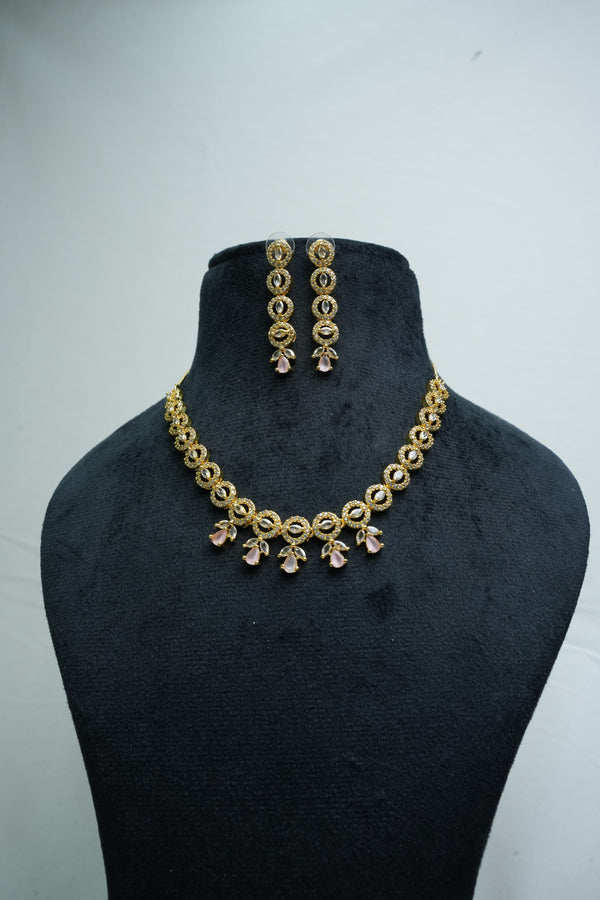 Elegant CZ-Stone Necklace and Earrings Set
