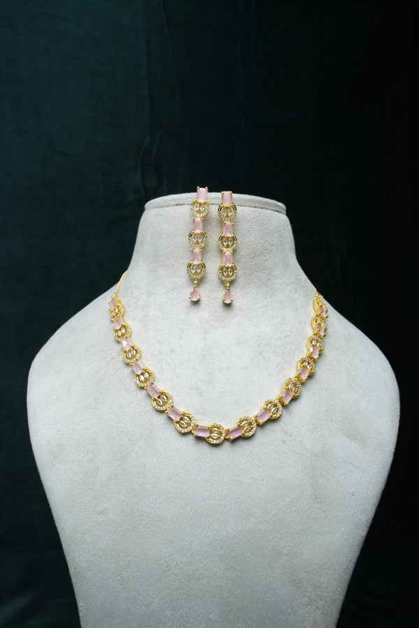 CZ-Stone Necklace and Earrings Set