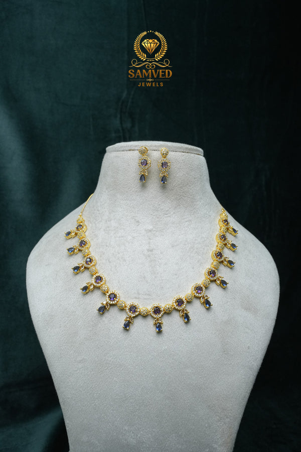 CZ-Stone Necklace and Earrings Set