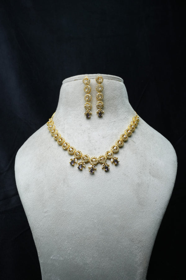 Elegant CZ-Stone Necklace and Earrings Set