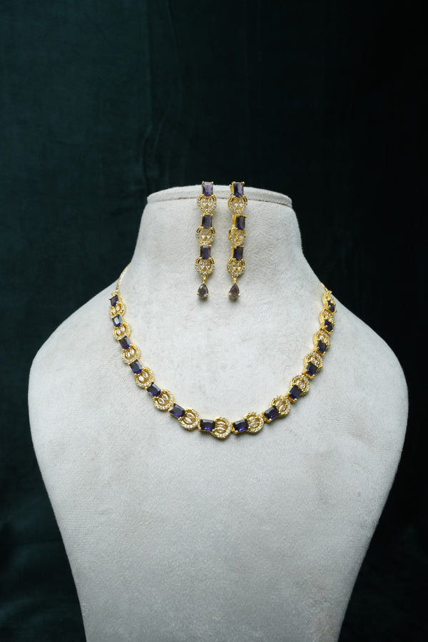 CZ-Stone Necklace and Earrings Set