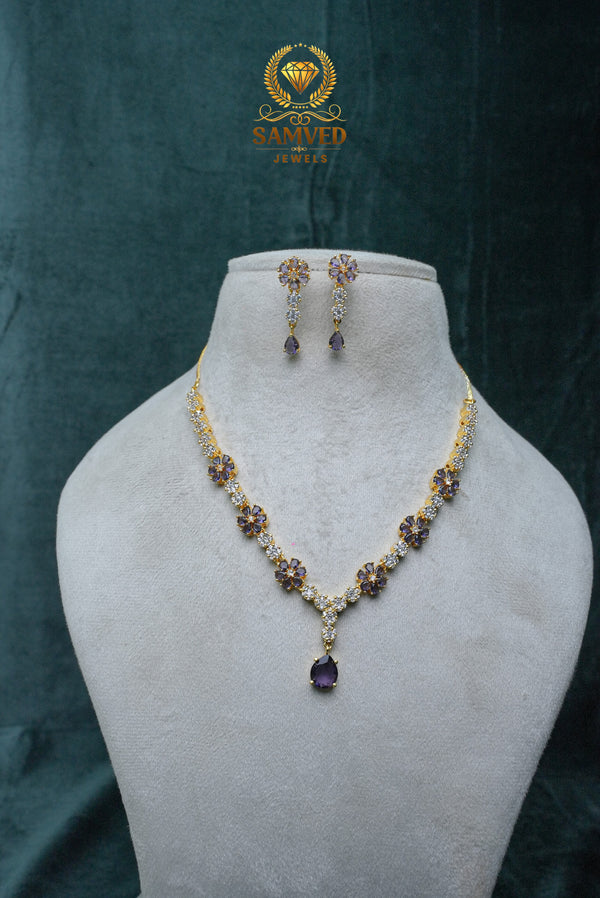 Elegant CZ-Stone Necklace and Earrings Set
