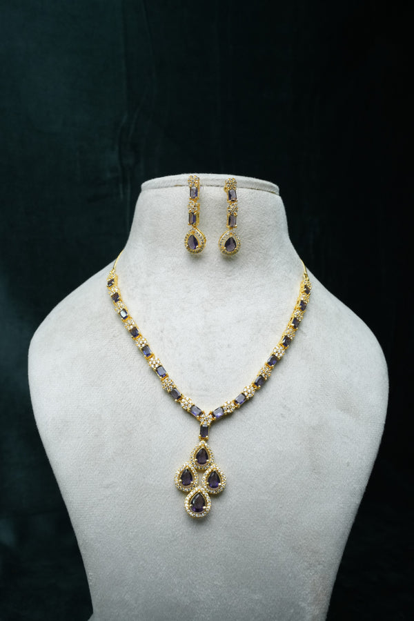CZ-Stone Necklace and Earrings Set