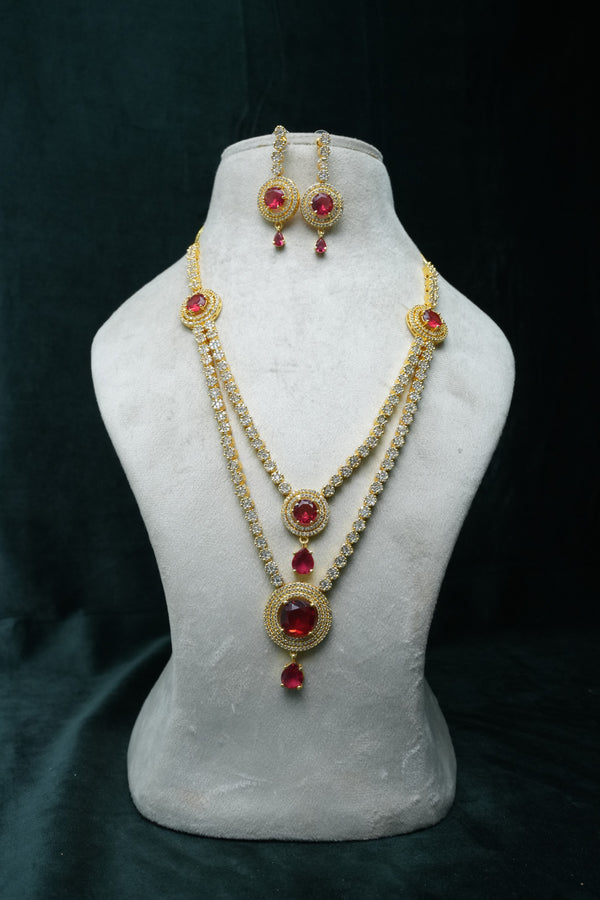 CZ-Stone Necklace and Earrings Set