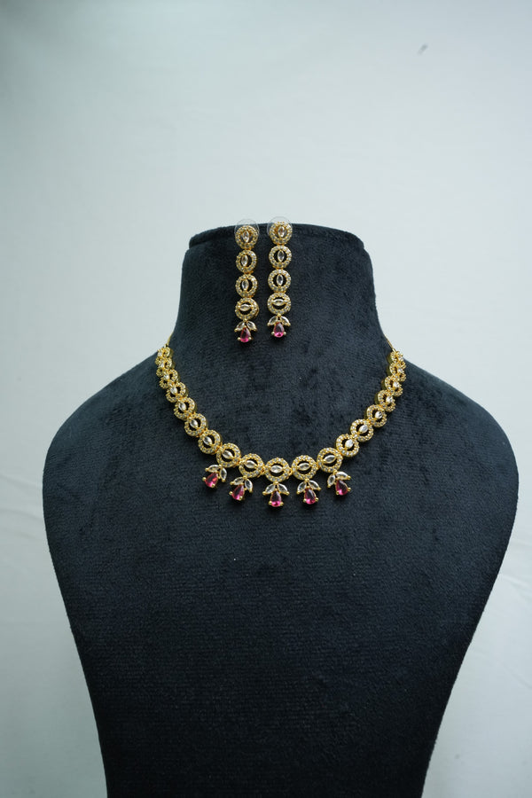 Elegant CZ-Stone Necklace and Earrings Set