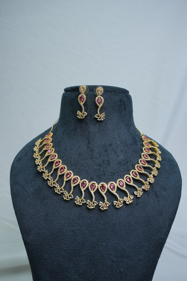 ElegantCZ Stone Necklace and Earrings Set