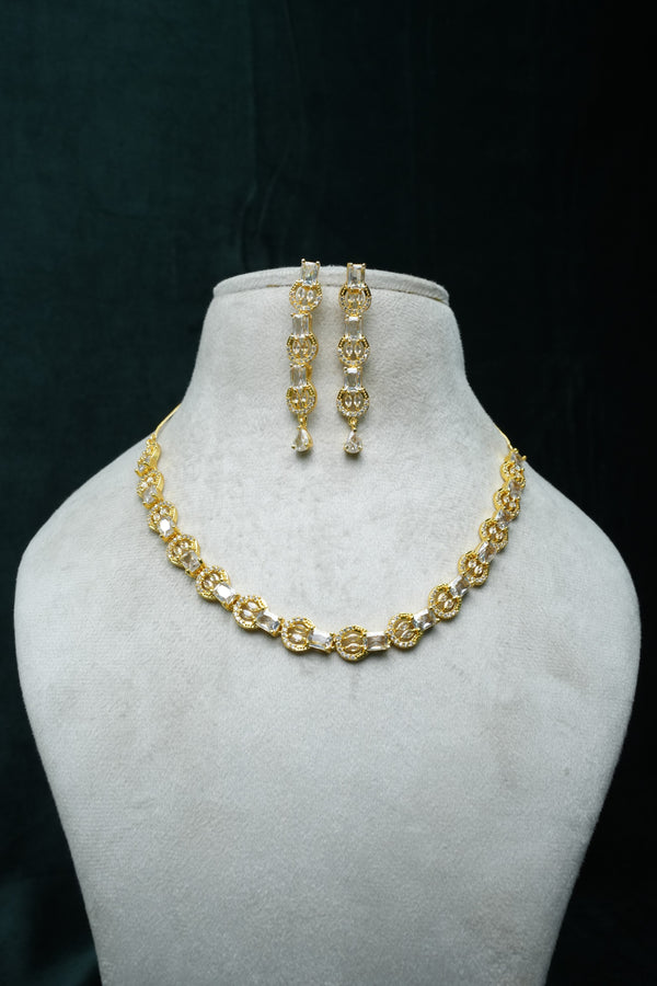 CZ-Stone Necklace and Earrings Set