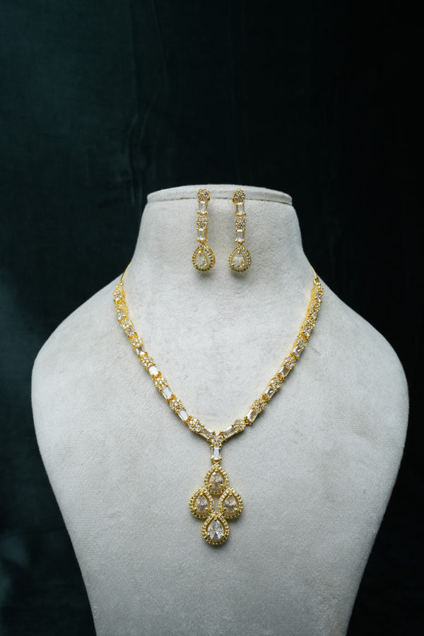 CZ-Stone Necklace and Earrings Set