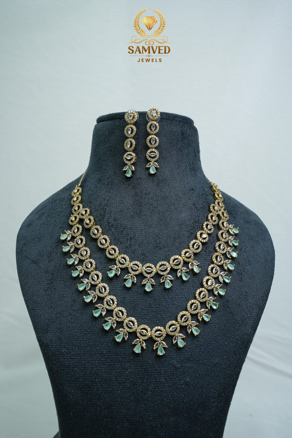 Elegant CZ Stone Necklace and Earrings Set