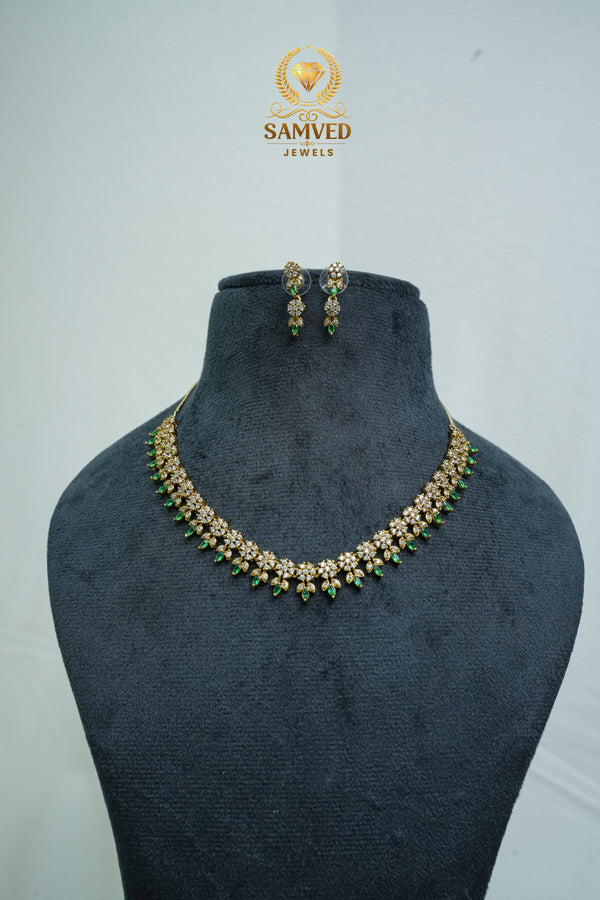 Elegant CZ-Stone Necklace and Earrings Set