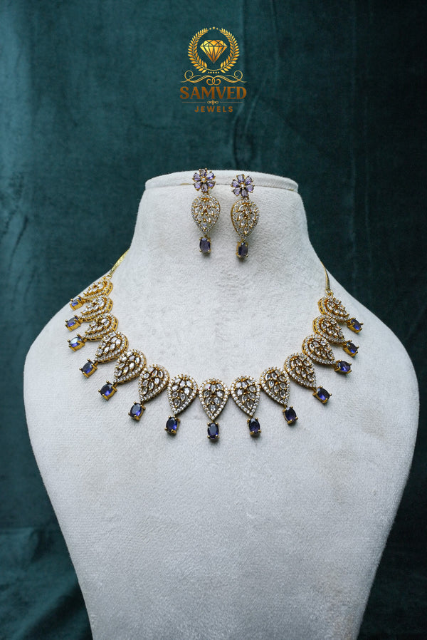 Graceful CZ-Stone Necklace and Earrings Set